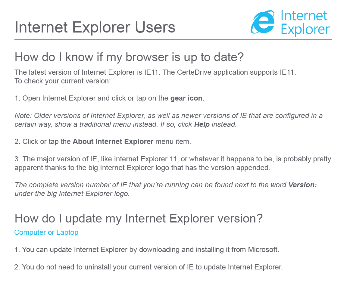 Internet explorer users